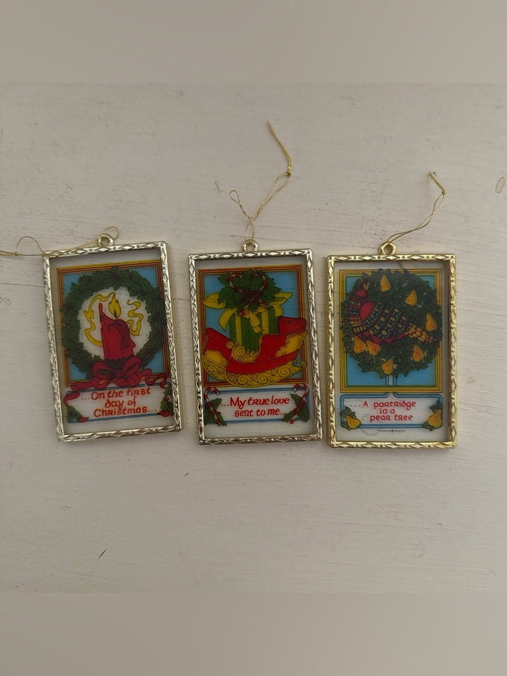 Vintage Stained Glass Ornaments Christmas The First Day Of Christmas Set no box